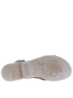 Nu-pieds verts avec un talon plat et une bande auto-agrippante