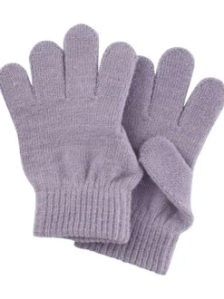 Paire de gants lilas unis à poignet élastiqué avec lurex argenté
