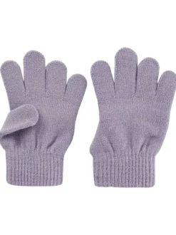 Paire de gants lilas unis à poignet élastiqué avec lurex argenté