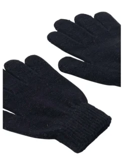 Paire de gants noire en maille fine à paillettes dorées