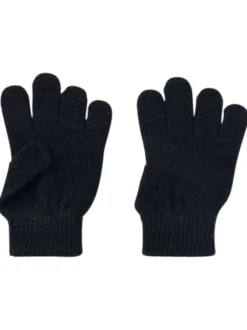 Paire de gants noire en maille fine à paillettes dorées