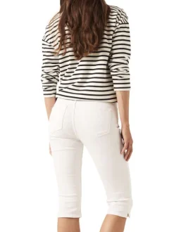 Pantacourt blanc uni en coton coupe slim près du corps et taille haute