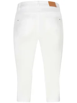 Pantacourt Corsaire blanc en coton uni coupe slim