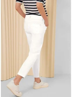 Pantacourt en coton blanc uni avec une coupe slim et nom de la marque imprimé