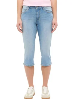 Pantacourt en coton stone uni avec une coupe slim à zip et à bouton