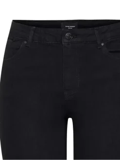 Pantacourt en jean noir en coton mélangé à coupe slim et taille Intermédiaire
