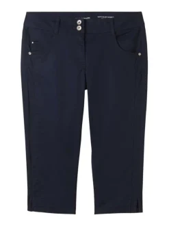 Pantacourt Tapered Relaxed en coton marine uni avec une coupe slim