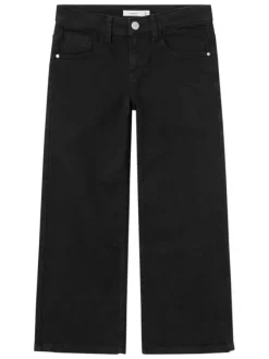 Pantalon 5 poches en coton mélangé noir uni avec une coupe regular fit