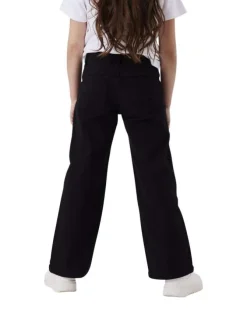 Pantalon 5 poches en coton mélangé noir uni avec une coupe regular fit