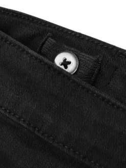 Pantalon 5 poches en coton mélangé noir uni avec une coupe regular fit