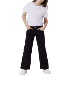 Pantalon 5 poches en coton mélangé noir uni avec une coupe regular fit