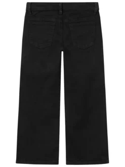Pantalon 5 poches en coton mélangé noir uni avec une coupe regular fit