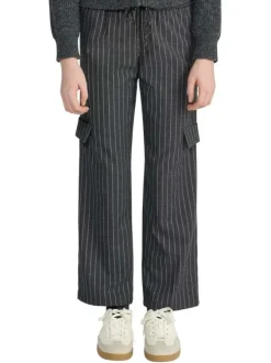 Pantalon anthracite rayé avec une coupe regular fit et une taille élastiquée
