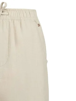 Pantalon beige coupe wide leg pourvu d'une taille élastiquée