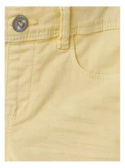 Pantalon beige uni avec une coupe skinny et une taille ajustable