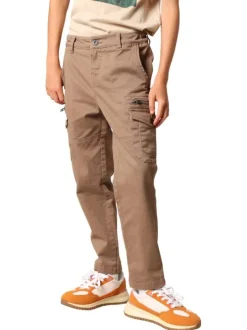 Pantalon Cargo en coton brun coupe slim avec multiples poches