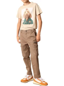 Pantalon Cargo en coton brun coupe slim avec multiples poches