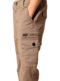 Pantalon Cargo en coton brun coupe slim avec multiples poches