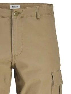 Pantalon cargo en coton biologique beige pourvu de poches plaquées