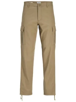 Pantalon cargo en coton biologique beige pourvu de poches plaquées