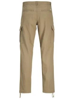 Pantalon cargo en coton biologique beige pourvu de poches plaquées
