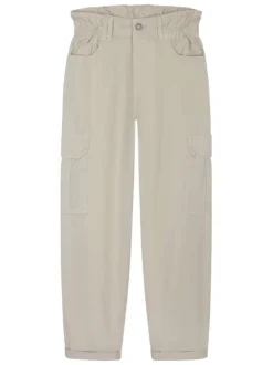 Pantalon cargo en coton beige uni avec une coupe regular fit