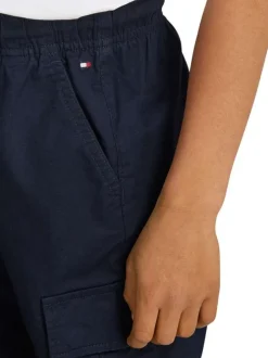 Pantalon Cargo en coton marine uni avec une coupe regular fit
