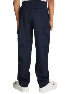 Pantalon Cargo en coton marine uni avec une coupe regular fit