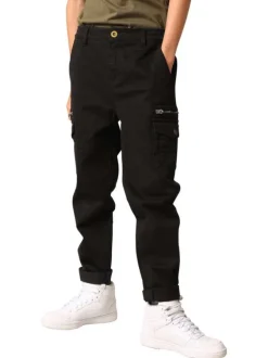 Pantalon Cargo en coton noir coupe slim avec multiples poches