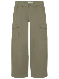 Pantalon cargo kaki uni avec une coupe droite et 6 poches