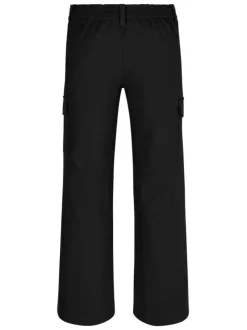 Pantalon cargo noir uni à coupe bootcut avec 2 poches à rabat et logo gris