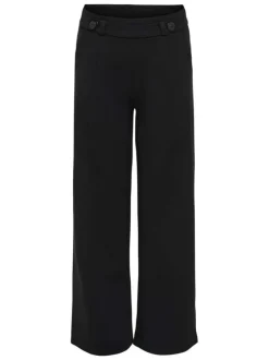 Pantalon chino en coton biologique noir uni pourvu d'une coupe fluide