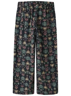 Pantalon chino en coton biologique marine à motifs pourvu d'une coupe fluide