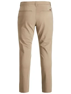 Pantalon Chino marco bowie en coton beige uni avec une coupe slim et des poches latérales