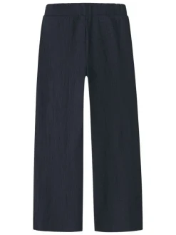 Pantalon chino marine uni pourvu d'une taille élastiquée et d'une coupe fluide
