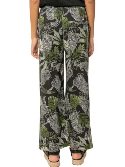Pantalon chino noir tropical pourvu d'un cordon de serrage et d'une coupe droite