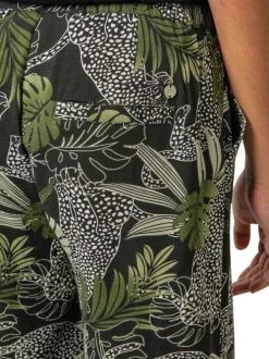 Pantalon chino noir tropical pourvu d'un cordon de serrage et d'une coupe droite