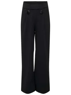 Pantalon Chino noir uni avec une coupe droite et plusieurs boutons