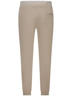 Pantalon de jogging beige uni avec une coupe slim et une taille haute
