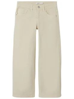 Pantalon en coton beige uni avec une coupe regular fit et des poches