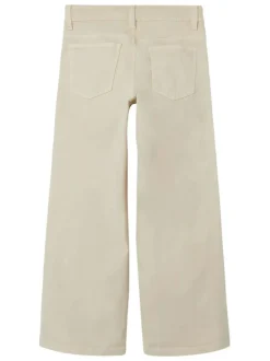 Pantalon en coton beige uni avec une coupe regular fit et des poches