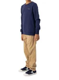 Pantalon en coton camel uni avec une coupe regular fit et poches latérales