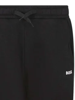 Pantalon jogging en coton mélangé noir uni et une coupe slim
