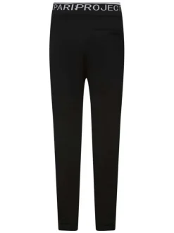 Pantalon jogging noir uni avec une coupe slim et des cordons sur la taille
