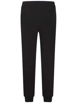 Pantalon Jogging noir uni à coupe slim avec un logo imprimé sur la cuisse