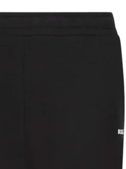 Pantalon Jogging noir uni à coupe slim avec un logo imprimé sur la cuisse