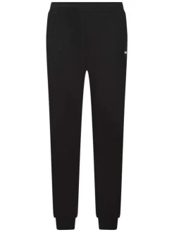 Pantalon Jogging noir uni à coupe slim avec un logo imprimé sur la cuisse