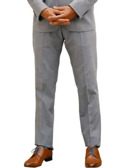 Pantalon ajusté de costume gris clair chiné avec poches plaquées