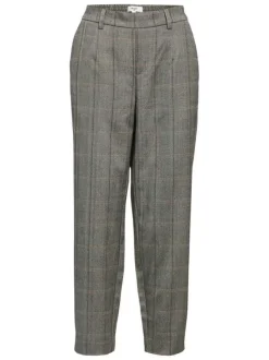 Pantalon anthracite à carreaux avec une coupe chino et une taille élastique
