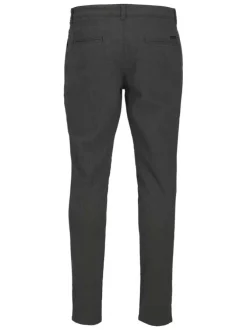 Pantalon anthracite Chino Marco Bowie en coton à motifs chevrons et coupe slim